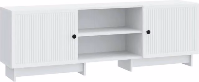 Mobile TV moderno bianco in legno MDF per soggiorno L: 150 cm, P: 31 cm, H: 50 cm