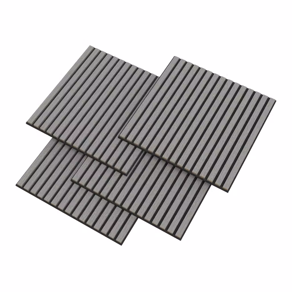 Set di 8 pannelli murali 3D fonoassorbenti NEU.HOLZ a listelli dritti con effetto legno rovere grigio chiaro, copertura 2,88 m², dimensioni: 60 x 60 cm – 2
