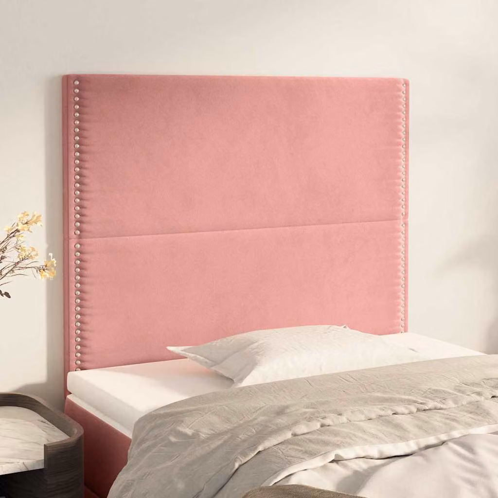Testiera per letto vidaXL in velluto rosa con pannello imbottito L: 100 cm, P: 5 cm, H: 118-128 cm