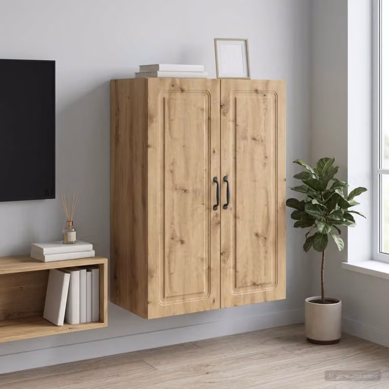 vidaXL Mobiletto a muro in legno color rovere marrone con ripiani regolabili L: 66 cm, P: 34,5 cm, H: 90 cm
