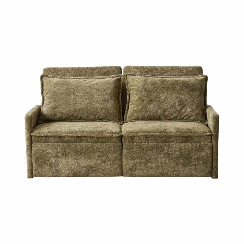 Divano letto pieghevole Chicfurn con schienale regolabile, contenitore e porte USB in ciniglia verde L: 172.5 cm, P: 71.0 cm, H: 95.0 cm – 2