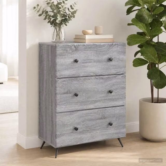 Mobile con Cassetti vidaXL in MDF e Metallo Grigio L/P/H: 66 x 34,5 x 90 cm