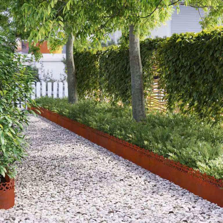 Bordure per prato vidaXL in acciaio color marrone, confezione da 30 pezzi, L: 103 cm, P: 0,05 cm, H: 22 cm