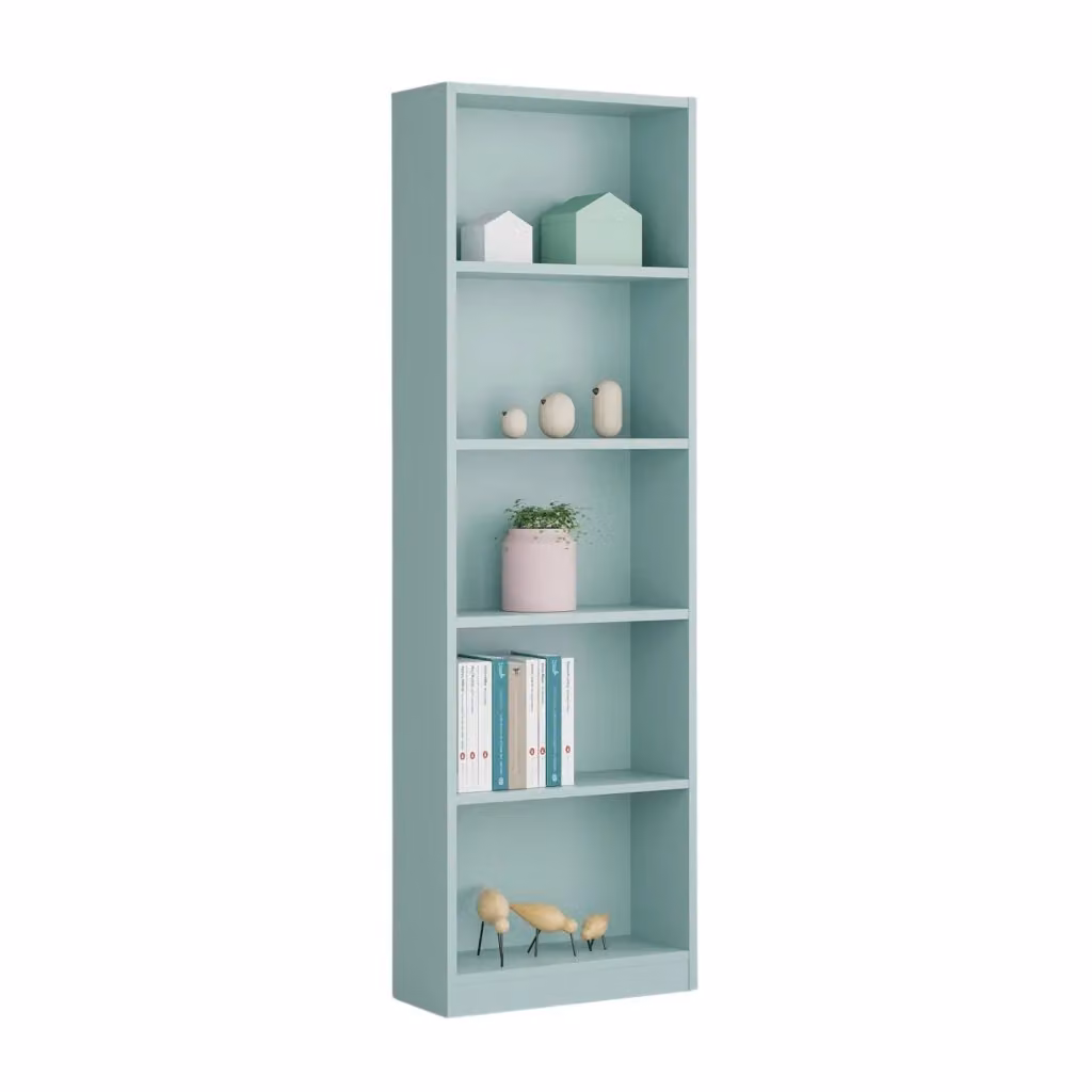 Libreria Artico DMORA, Mobile portalibri moderno con 5 ripiani, Verde acqua, L: 52 cm, P: 25 cm, H: 80 cm – 2