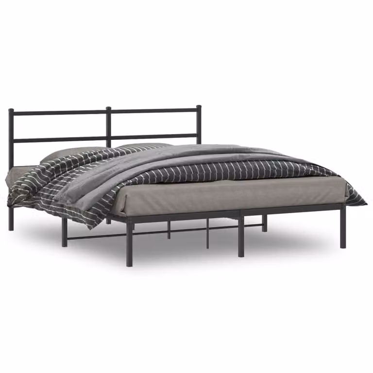 vidaXL Giroletto con Testiera in Metallo Nero L/P: 160 x 200 cm