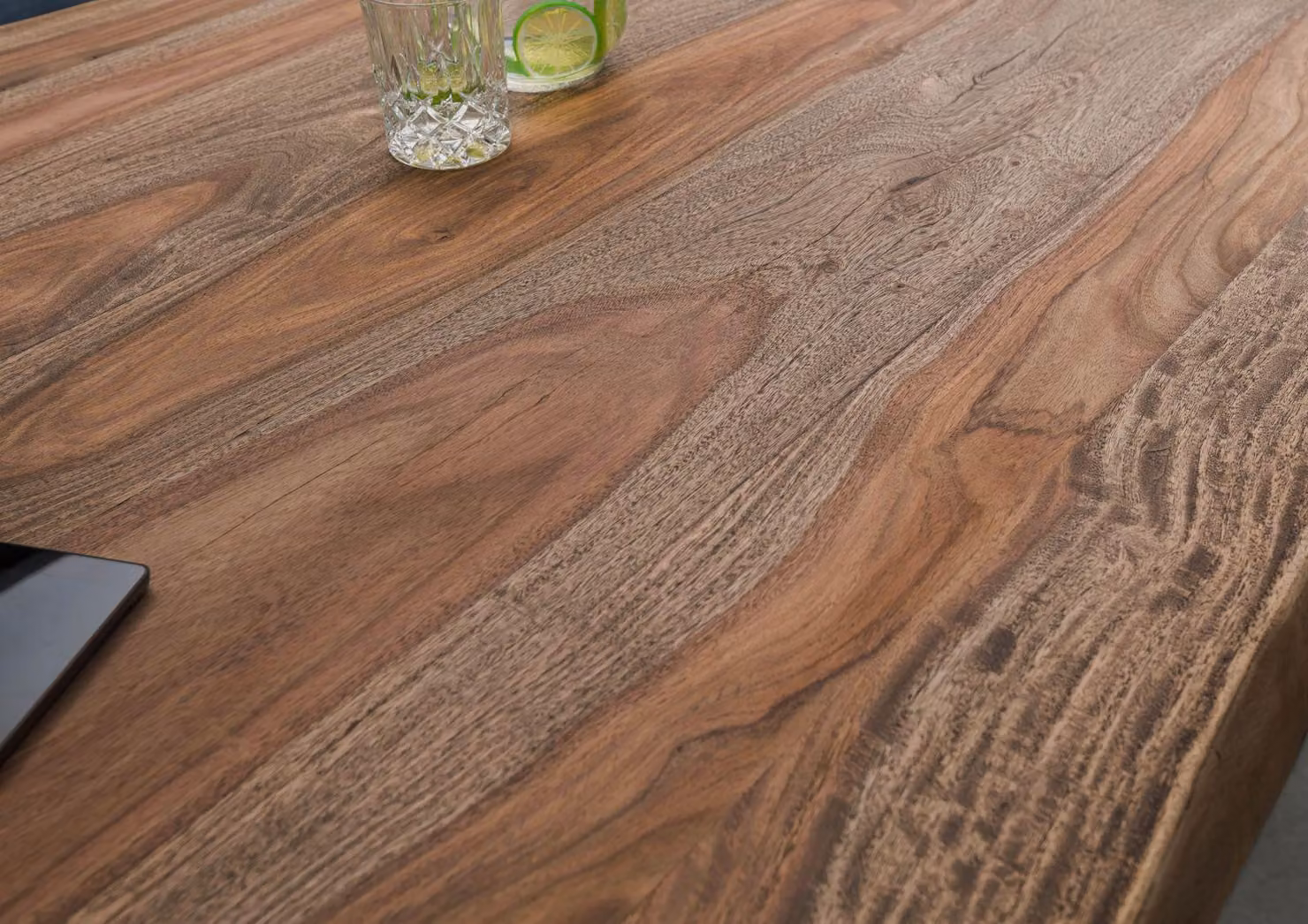 MASSIVMOEBEL24 | Tavolo da pranzo in legno di sheesham - decapato grigio / gambe mikado antracite matt 220x100x79