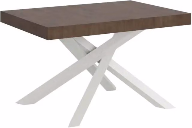 Tavolo allungabile Volantis Itamoby moderno con piano in laminato marrone e gambe bianche L/P: 130/390 x 90 cm – 1