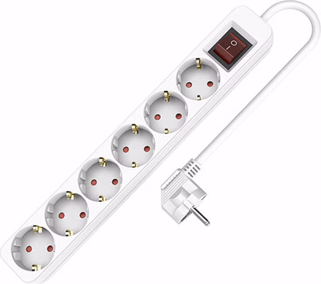 Ciabatta elettrica con 6 prese e interruttore TM Electron (1,5 m)