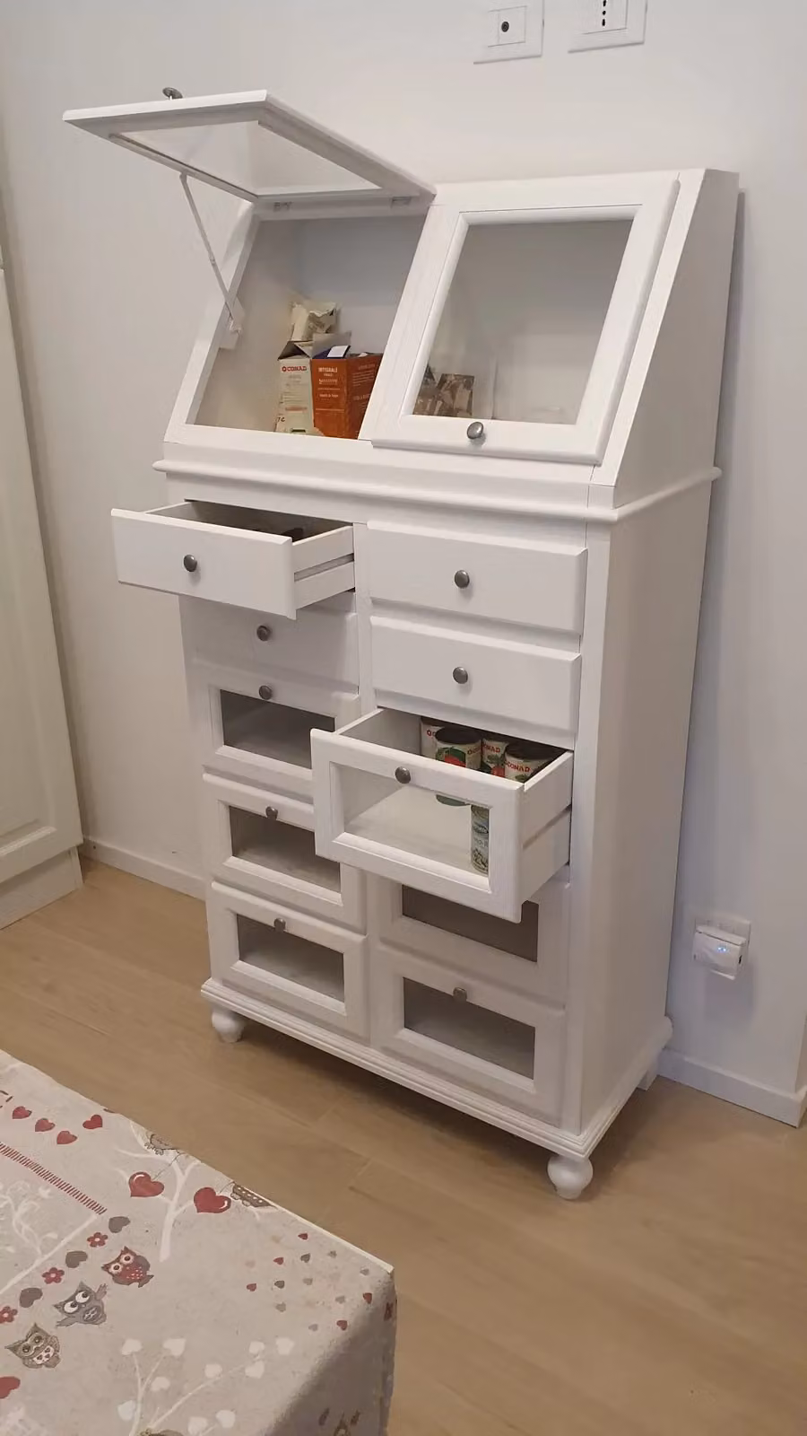 Dispensa pastaia Arte Povera in legno bianco Mobili 2G L: 80 cm, P: 42 cm, H: 153 cm – 4