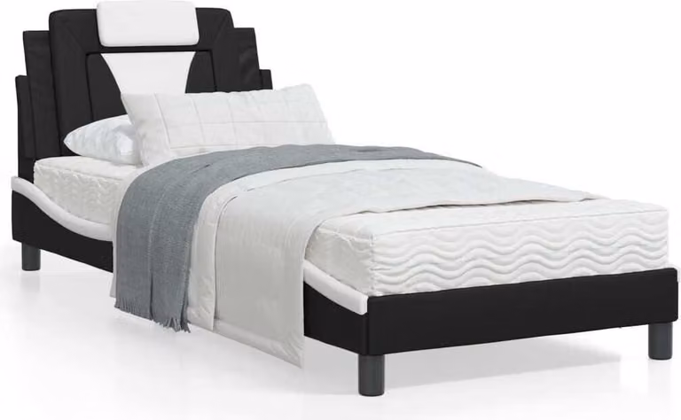 Maison Exclusive - Letto "Viana" con materasso in ecopelle bianco e nero, 80x200 cm