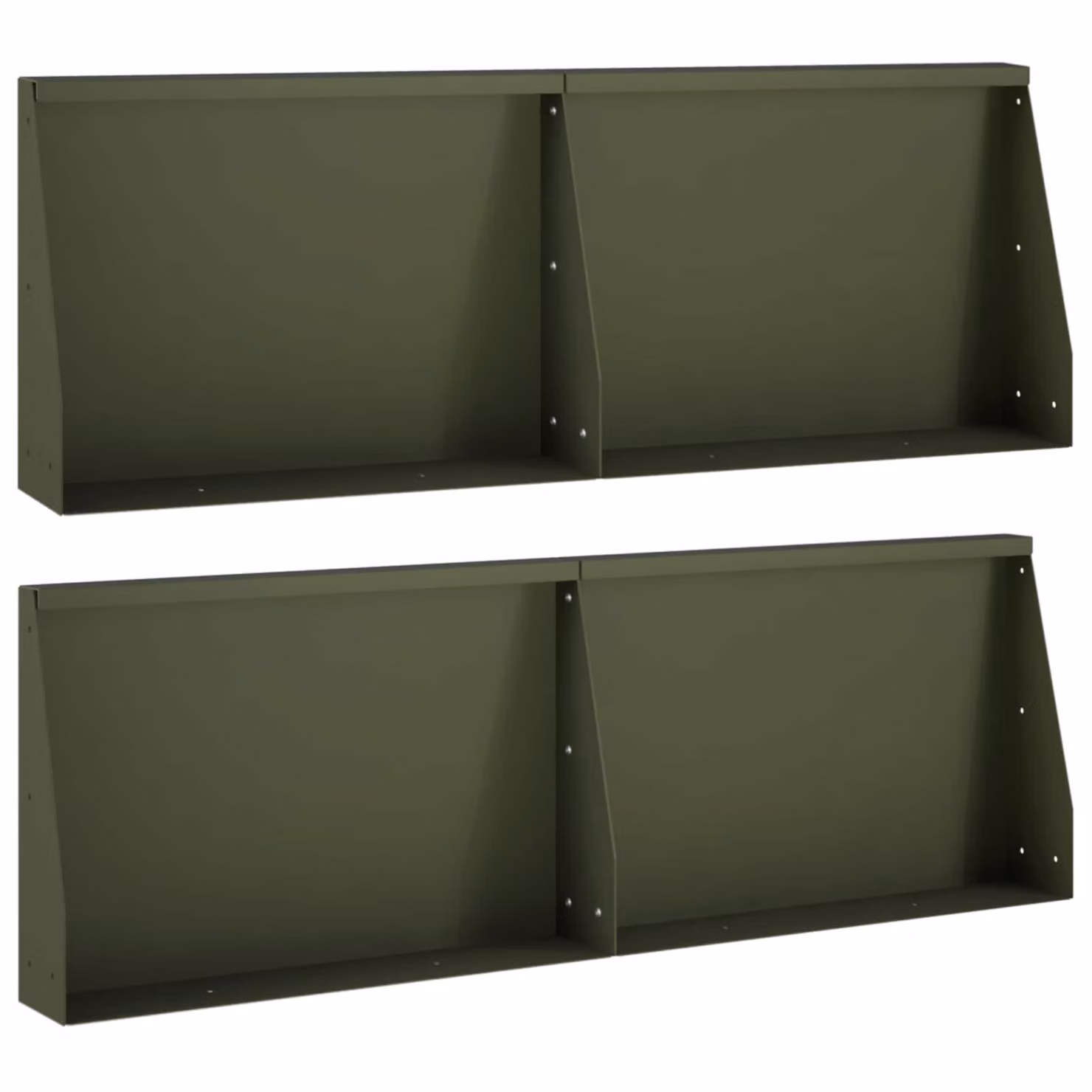 Set di 4 pezzi di aiuole rialzate vidaXL in acciaio verde oliva, L: 60 cm, P: 40 cm, H: 12 cm