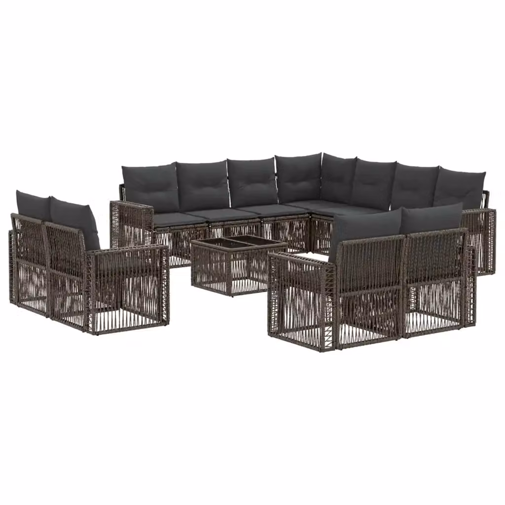 Set Divano da Giardino vidaXL a forma a U in Polyrattan Grigio e Antracite con Cuscini e Tavolino da Caffè – 2