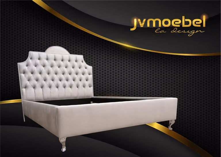 Chesterfield Betten Bett Polster Hotel Doppel Luxus Design Samt Stoff 140x200