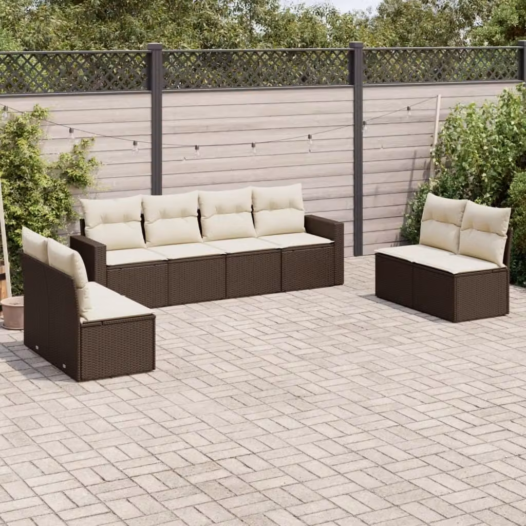 Maison Exclusive - Set Divani da Giardino 8 pz con Cuscini Marrone in Polyrattan