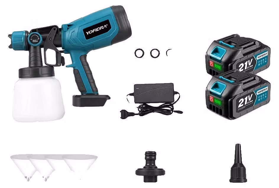 Pistola a spruzzo elettrica, alta efficienza, design senza fili, set di 2 batterie