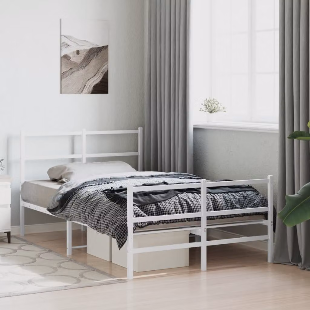 Giroletto con testiera e pediera in metallo bianco vidaXL L/P: 200 x 120 cm