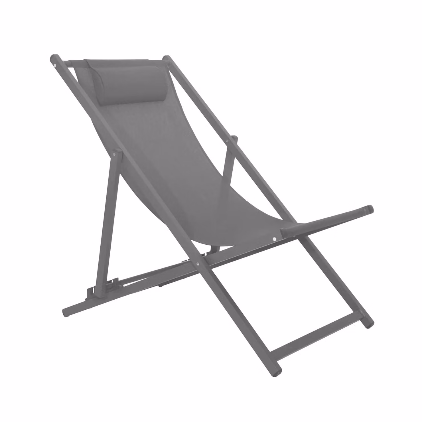 Sdraio Pieghevole Vestiamo Casa Mare in Alluminio Grigio con Cuscino e Poggiatesta Regolabile H 95 x L 81 x P 61 cm – 1