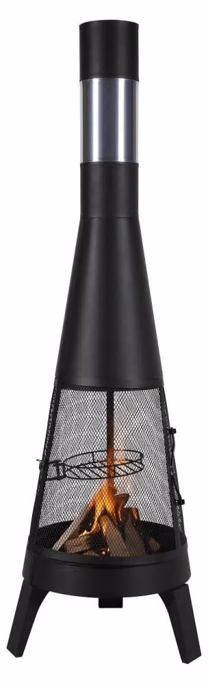 Camino da giardino conico - Diametro di 50 cm (20 pollici) - Altezza di 1495 mm - Acciaio Q235B - Colore nero