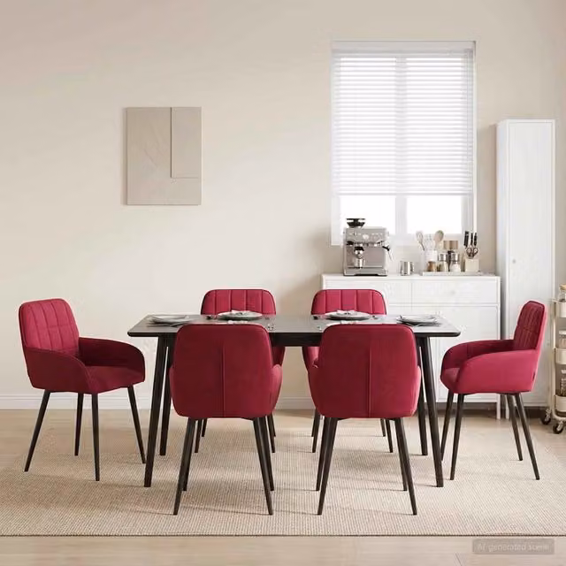 Sedie da pranzo 6 pz Velluto Rosso Vino 56.5 x 50 x 85 cm 3428179