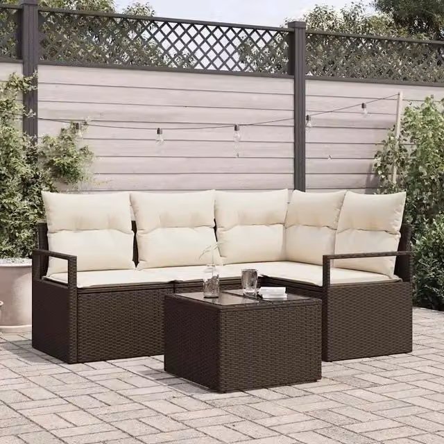 Set di divani 5 pz Marrone polyrattan 3346368