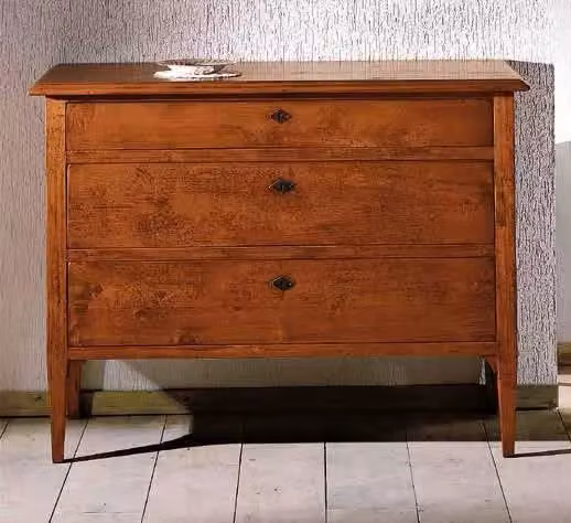 Comò con 3 cassetti in legno massello stile arte povera marrone Mobili 2G L/P/H: 123 x 56 x 92 cm