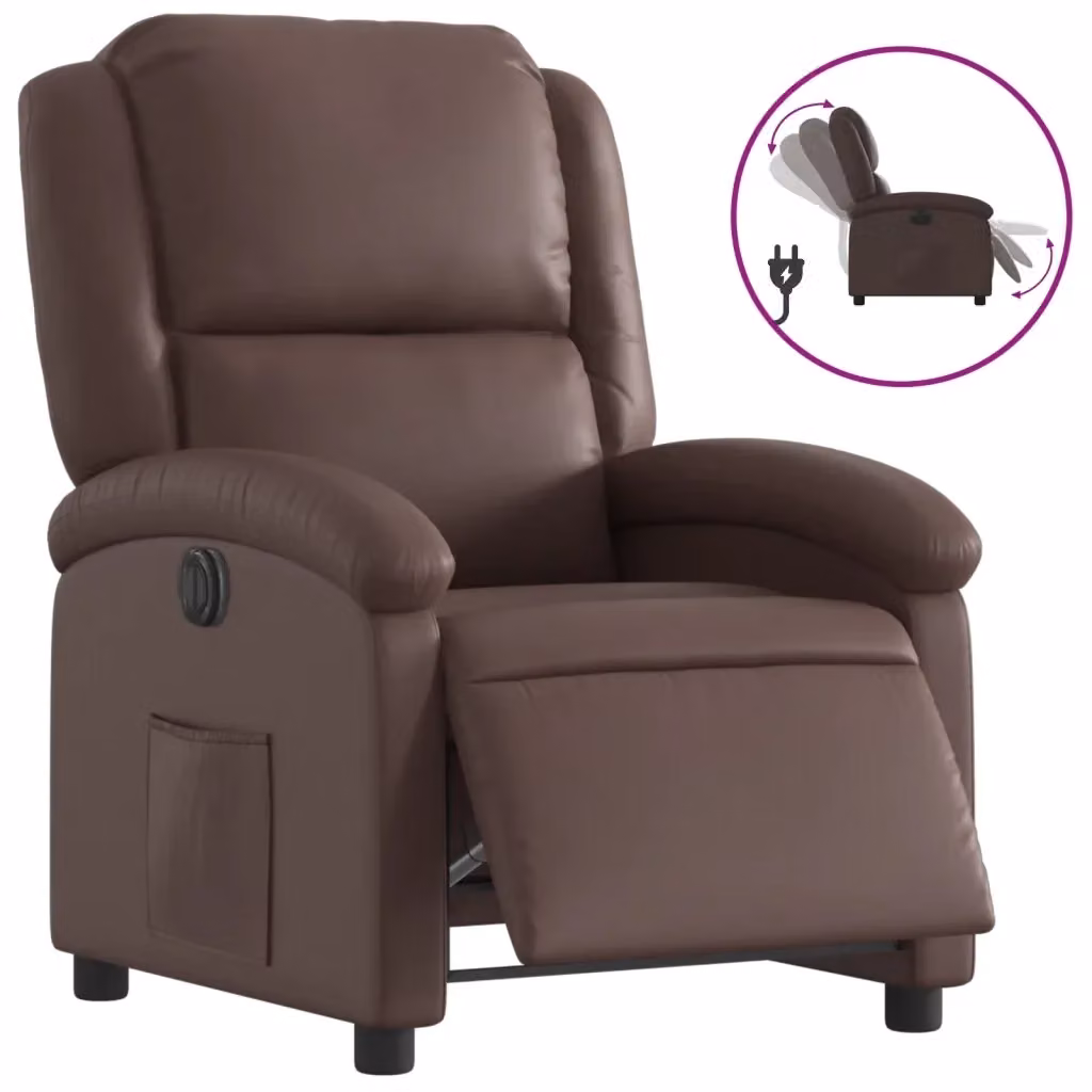 Poltrona Reclinabile Elettrica vidaXL in Similpelle Marrone con Braccioli e Funzione Auto-Return – 2