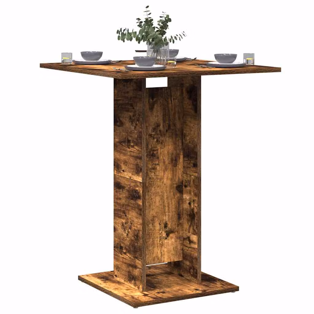 vidaXL Tavolo da Bistrot in Legno Multistrato Rovere Fumo, L/P/H: 60 x 60 x 75 cm