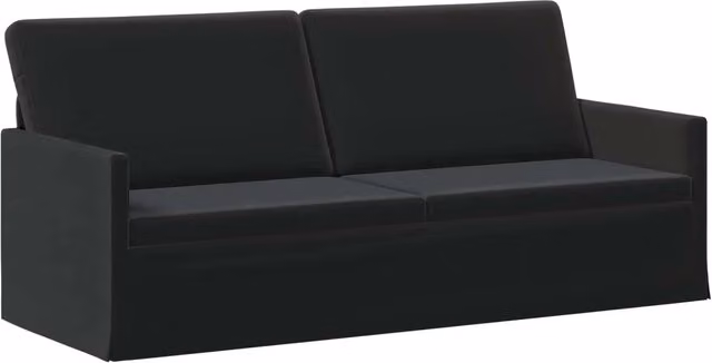 Divano a 3 posti moderno vidaXL in velluto nero con struttura in metallo L: 190 cm, P: 81 cm, H: 82 cm