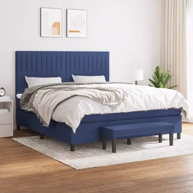 Letto Ibrido con Giroletto a Molle e Materasso vidaXL, Colore Blu e Bianco, L/P/H: 160 x 200 x 128 cm – 1