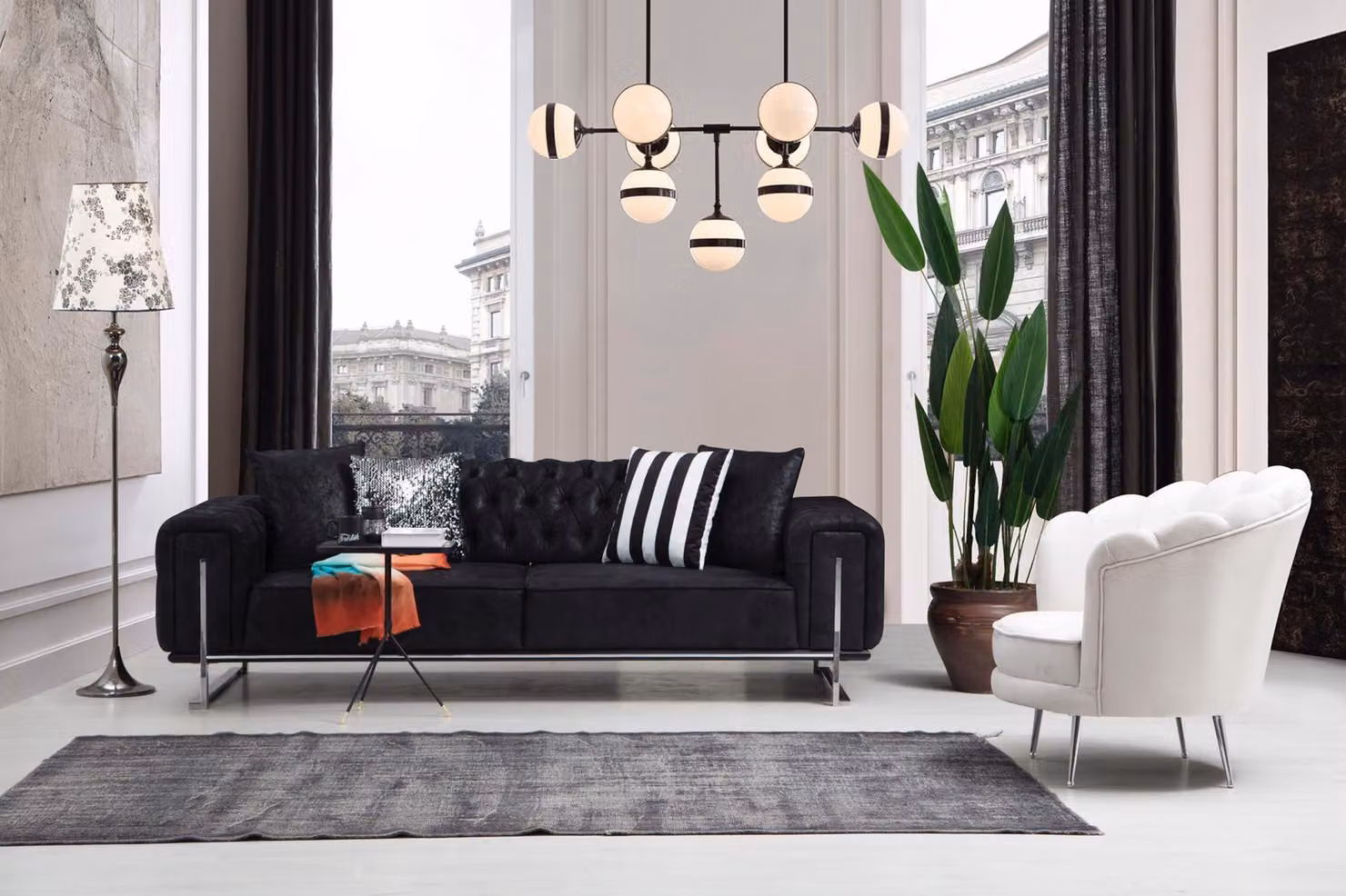 Modern Möbel Wohnzimmer Komplett Sofa Couch Dreisitzer Polstermöbel Sessel