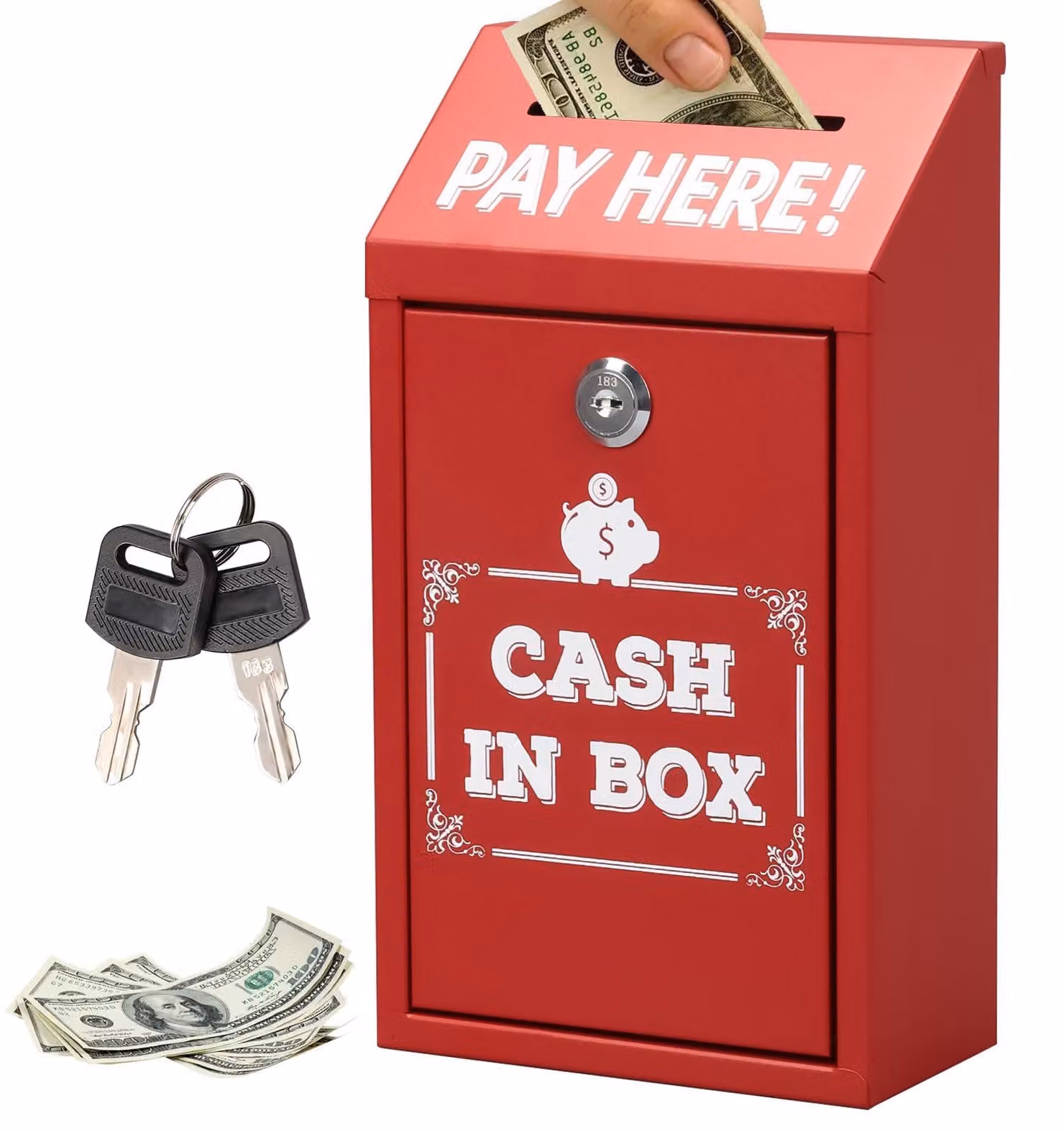 Cassaforte con 2 chiavi, scatola portachiavi, cassaforte per uso domestico/ufficio