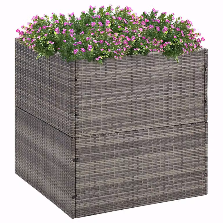 Fioriera da giardino vidaXL in polyrattan grigia L: 80 cm, P: 80 cm, H: 80 cm