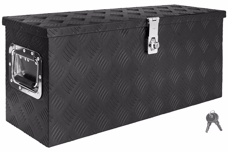 Scatola per Strumento Nero Cassetta degli attrezzi Cassone per camion Scatola di Alluminio Cassone per rimorchio con coperchio Chiudibile a chiave D055 trucky