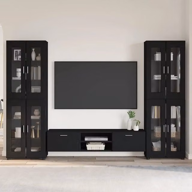 Set mobile TV FLORIN 3 pz Nero Legno ingegnerizzato 3397985