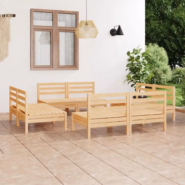 Set Divani da Giardino 8 pz in Legno Massello di Pino 3082412