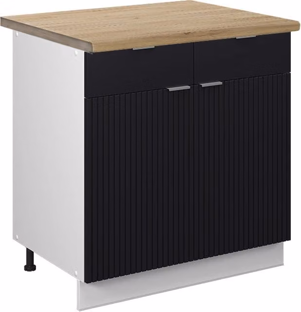 Mobiletto base per cucina Fame-Line Nero rigato/Bianco 80 cm, PL Rovere Vicco