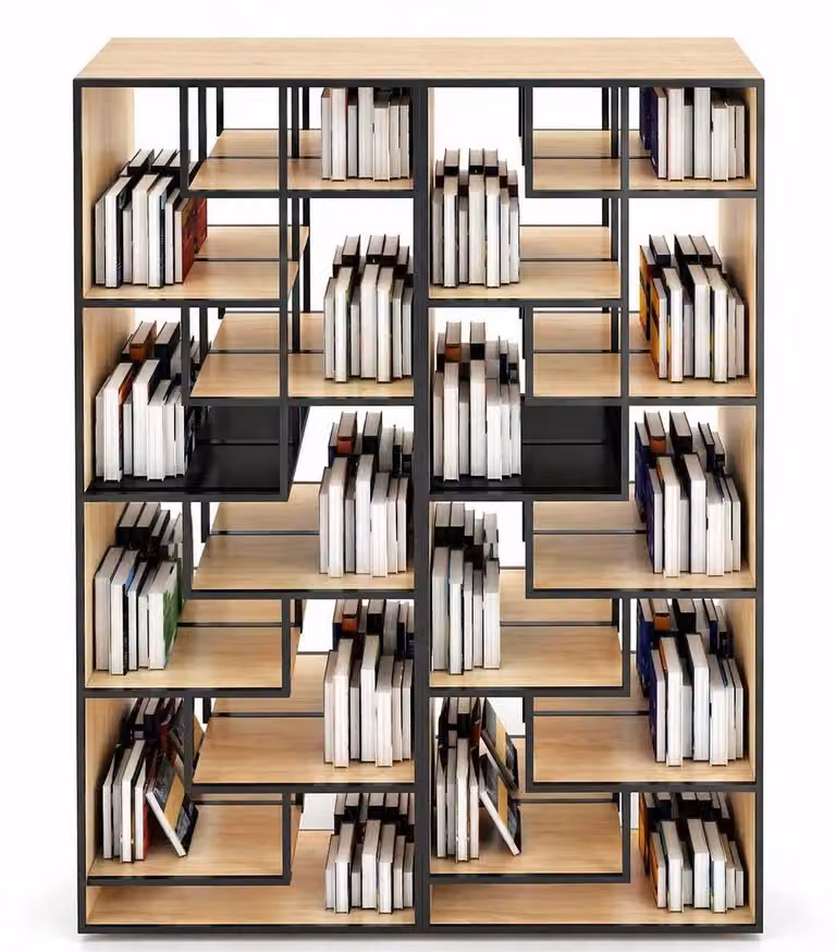 Libreria moderna dal design minimalista con ripiani aperti