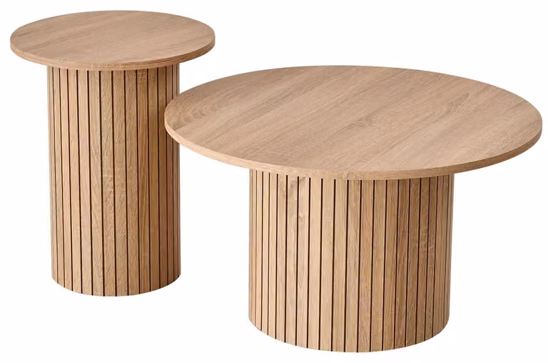 Set di 2 tavolini da caffè - Tavolini rotondi - Legno - Stile moderno - 70/40 cm - Legno chiaro