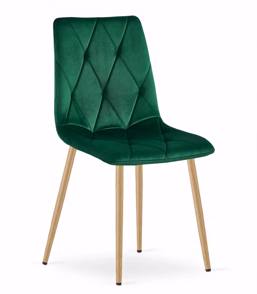 Set di 4 sedie Valora TYRA in velluto verde scuro con gambe color legno – 2