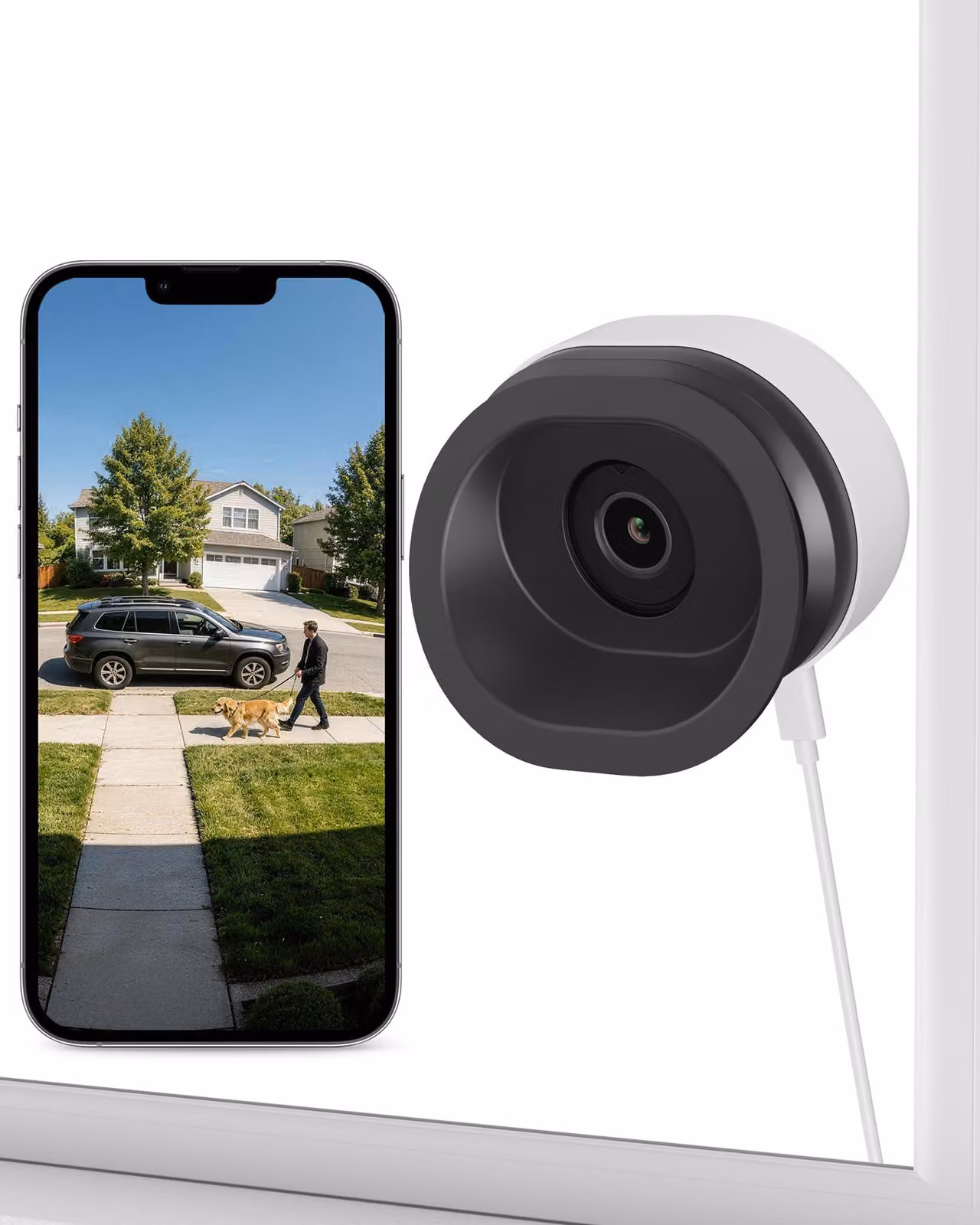 Telecamera per finestre Wi-Fi A60 Pro 2K 3MP, visione notturna a colori, rilevamento intelligente (IA), montaggio magnetico
