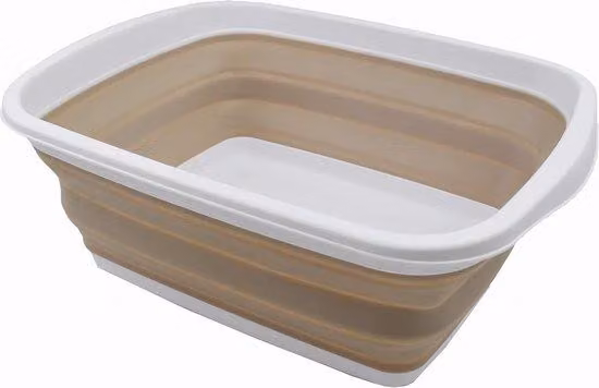 Lavabo in plastica compatto e pieghevole, 10 litri, portatile, bianco/latte