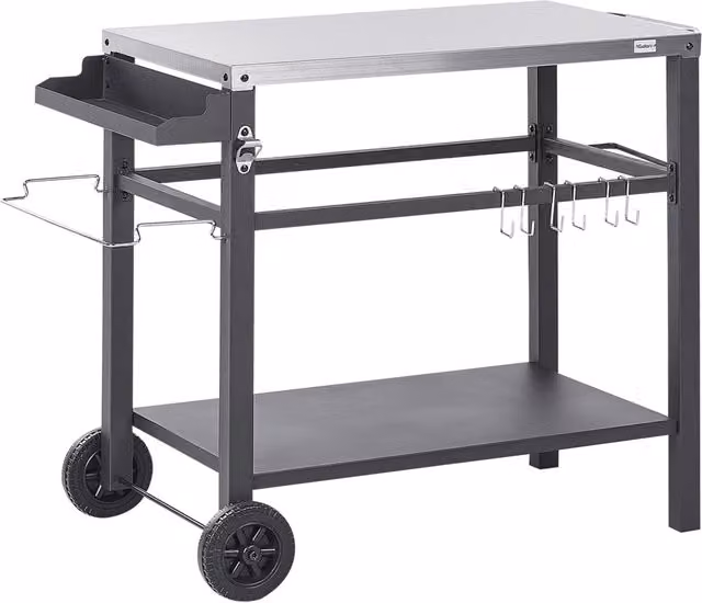 Carrello da servizio BELIANI per cucina e giardino in metallo nero opaco con ruote L: 115.0 cm, P: 60.0 cm, H: 83.0 cm