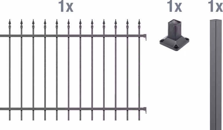 Alberts 510411 Set di prolunghe per recinzione Chaussee, da avvitare, antracite, altezza 120 cm, lunghezza 2 m