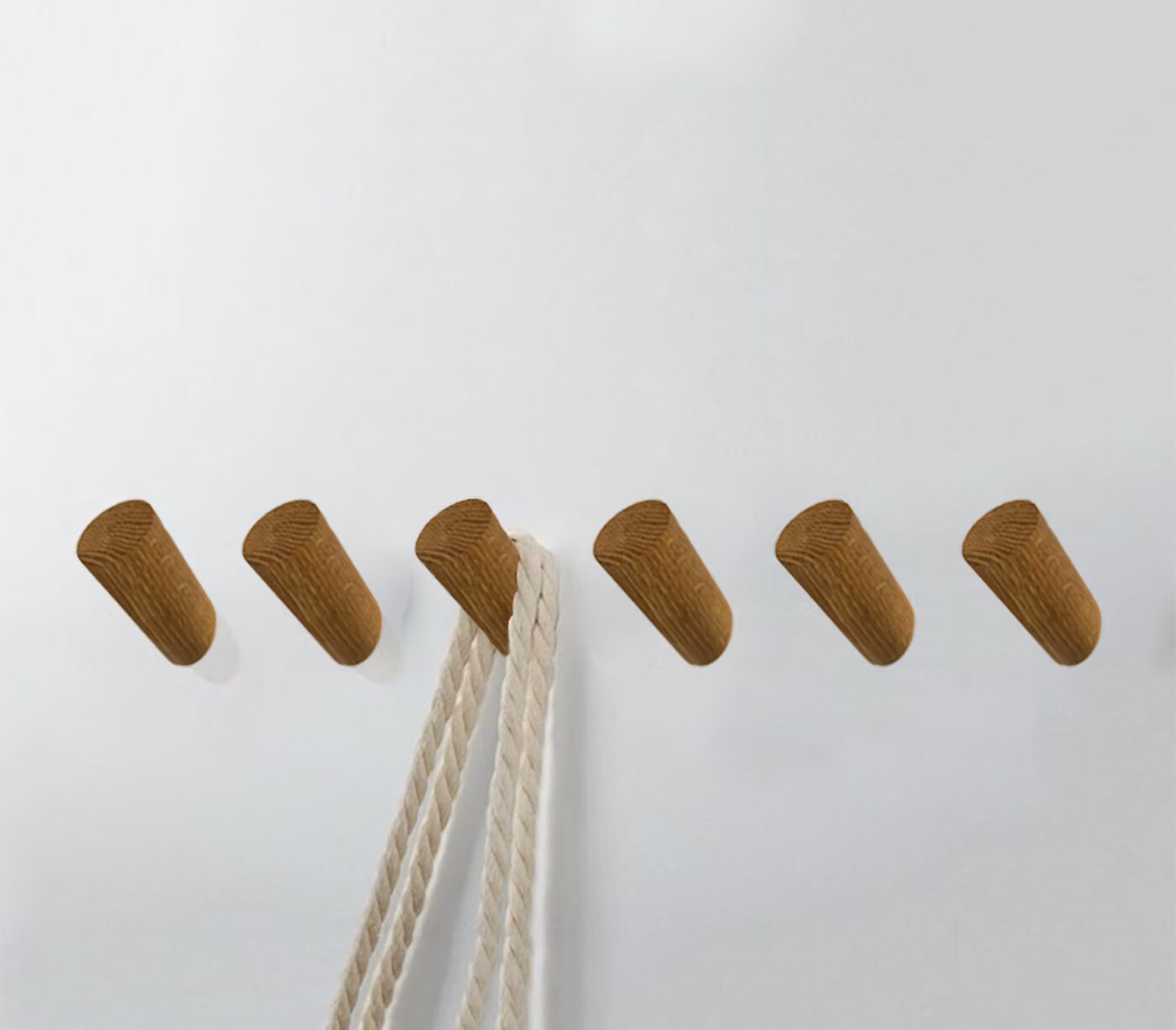 Set di 6 ganci appendiabiti in legno (attaccapanni), rovere