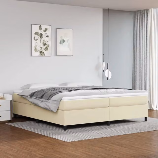 Giroletto a Molle con Materasso Crema 200x200 cm in Similpelle 3144628