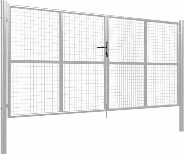 Cancello da Giardino in Acciaio Zincato 400x150 cm Argento 144301