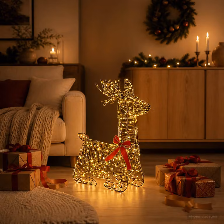 vidaXL Renna di Natale 3D LOVIISA 280 LED Bianco caldo 55 x 22 x 63 cm