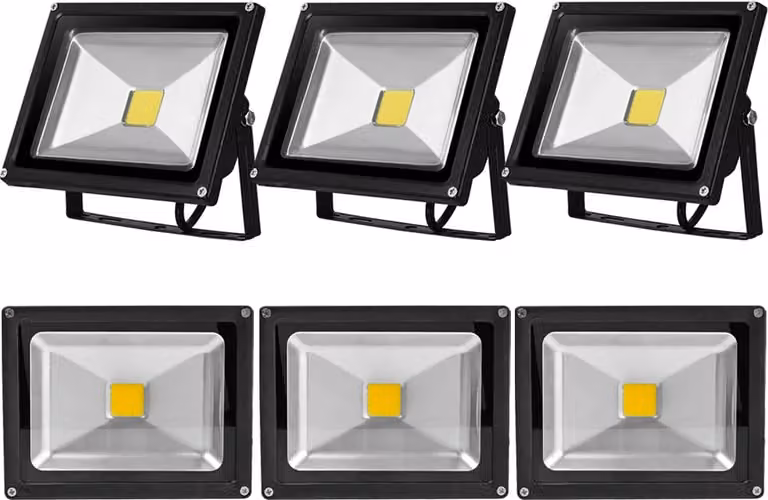 Greenmigo 6X Lampada LED da 20 W di alta qualità, proiettore IP65, luce bianca fredda, corpo in alluminio nero, proiettore impermeabile