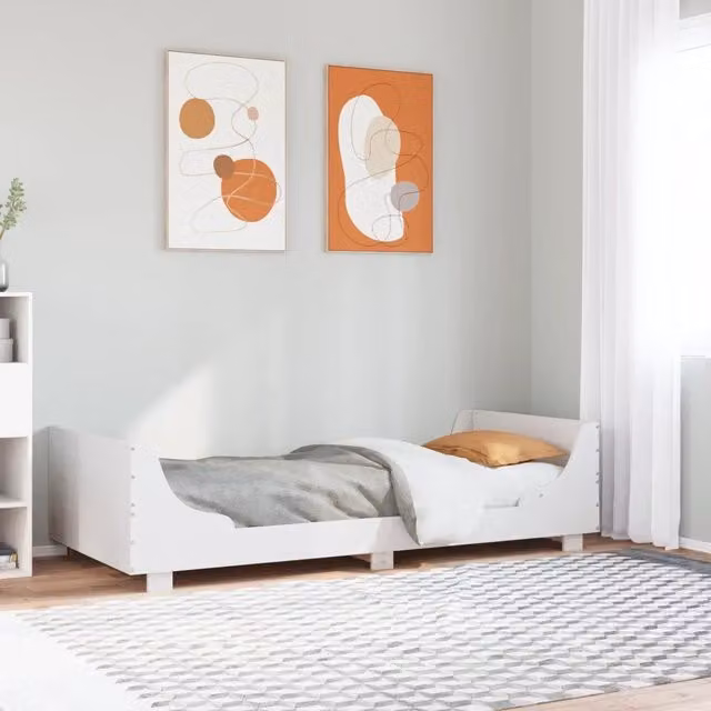 Letto singolo in legno massello di pino bianco stile rustico vidaXL L: 193,5 cm, P: 78,5 cm, H: 52 cm