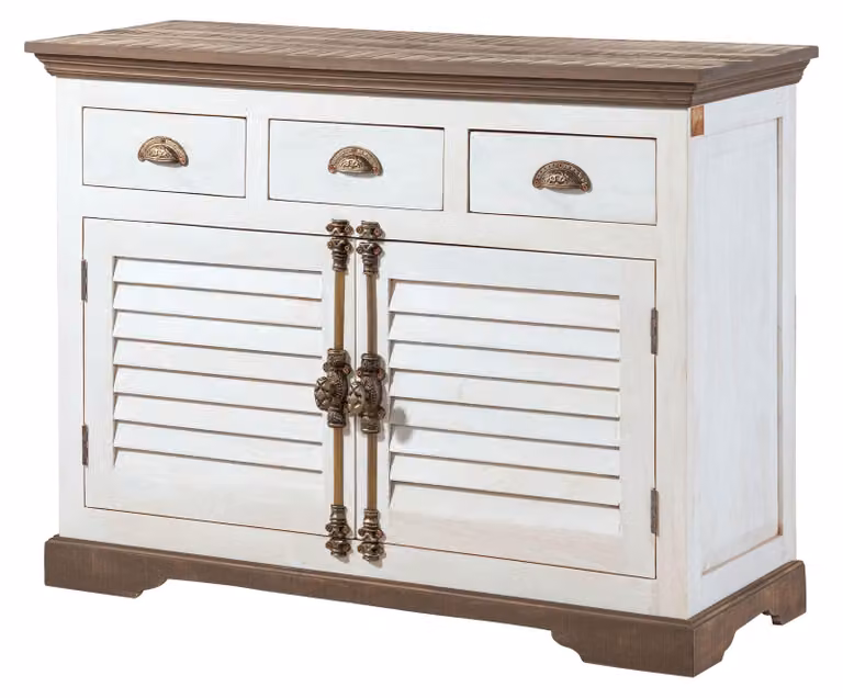 MASSIVMOEBEL24 | Credenza TOULOUSE #106 in Legno di Mango Laccato Bianco - 120x45x90